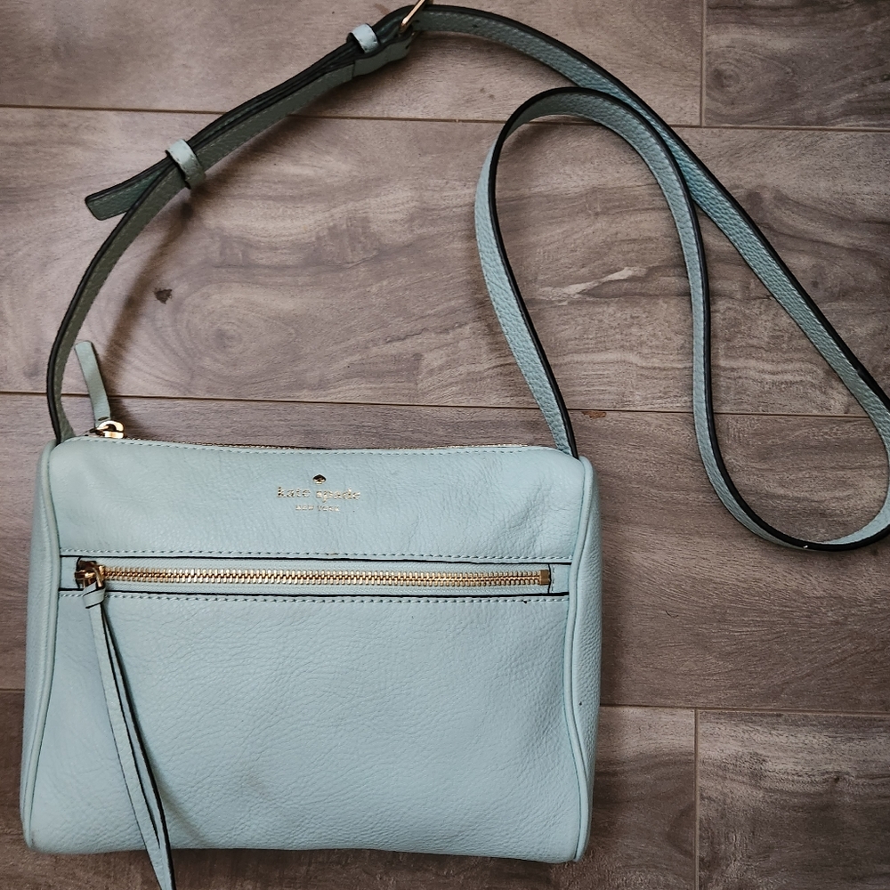 KATE SPADE MINT GREEN PEBBLED LEATHER CROSSBODY BAG